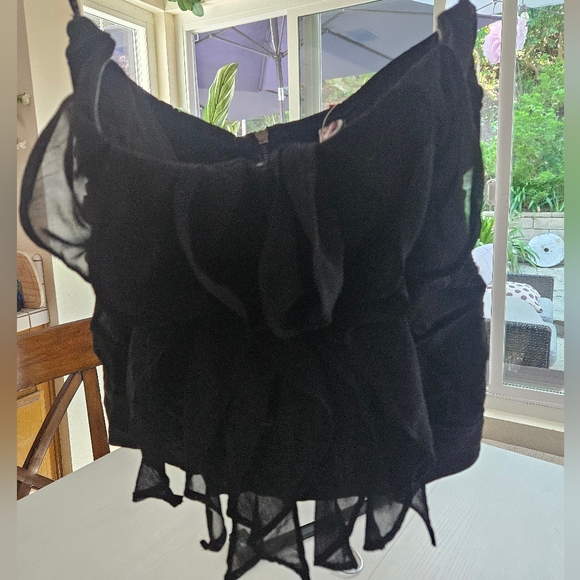NWT BLACK CORSET CHIFFON TOP. W'S - Picture 2 of 7